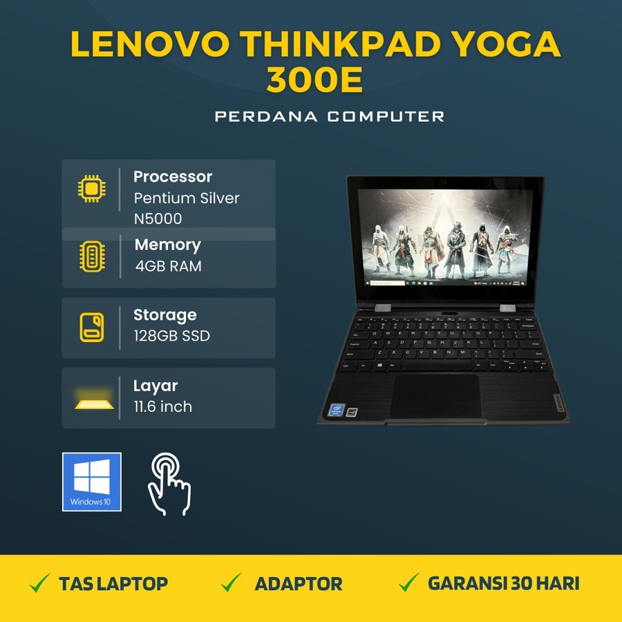 Laptop Lenovo Thinkpad Yoga 300e intel Pentium Silver N5000 Ram 4GB Ssd 128GB Touchscreen