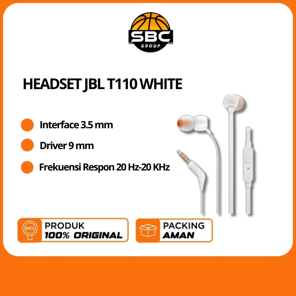 HEADSET JBL T110 WHITE