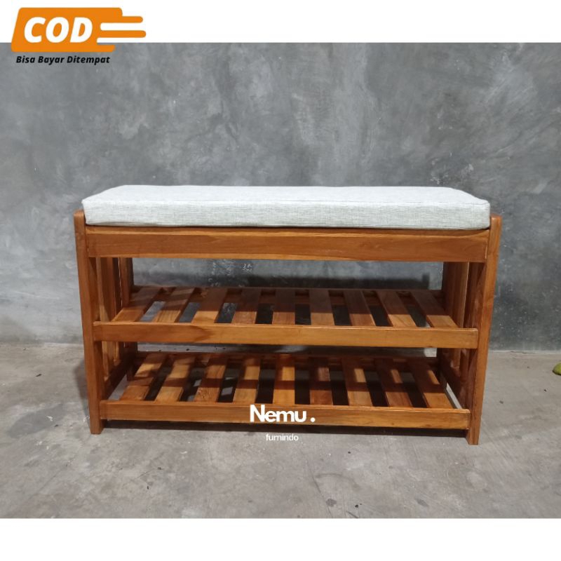 Rak Sepatu Minimalis Kayu Jati, Rak Sepatu Kekinian Kayu Jati