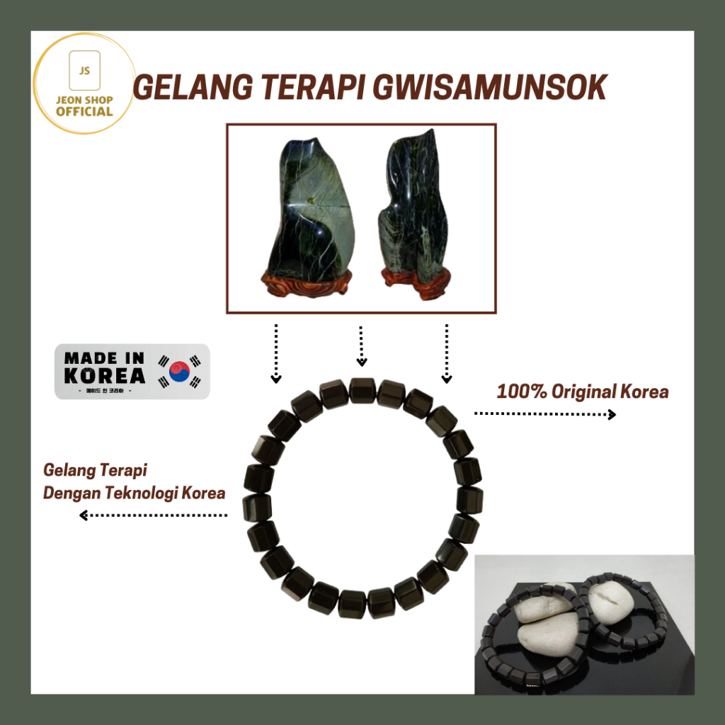 Gelang Kesehatan Batu Gwisamunsok Segi 8 Original | Gelang Gwisamunsok | Gelang Terapi Korea