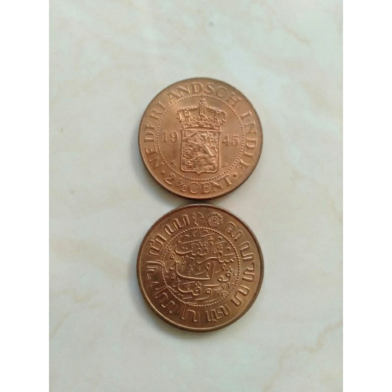 Uang kuno koin benggol 21/2 sen 2,5 cent 2.5 cent benggol besar koin kerokan nederln indie tahun 194