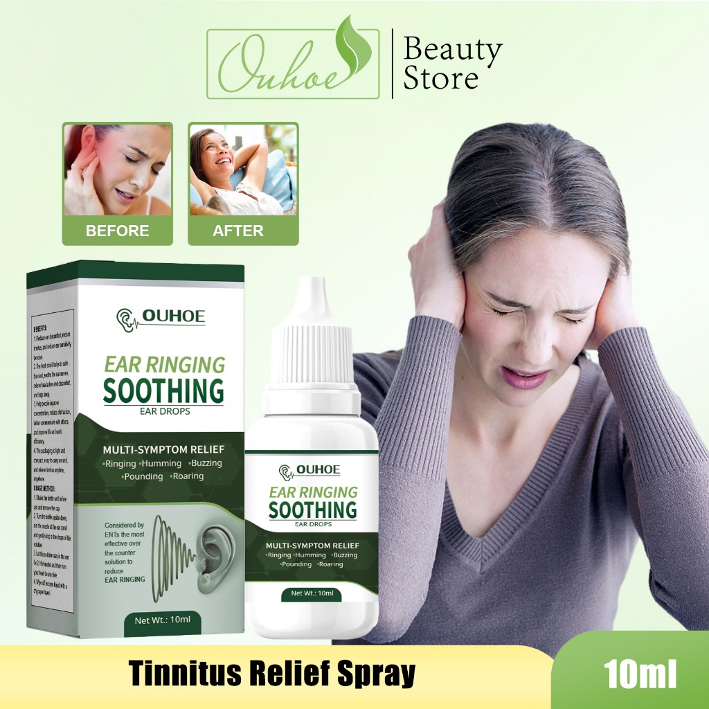 OUHOE [100%ORI/Beli 3 Gratis 2] Tinnitus Relief Liquid 10ml Obat Tetes Telinga Berair Obat Tinnitus 
