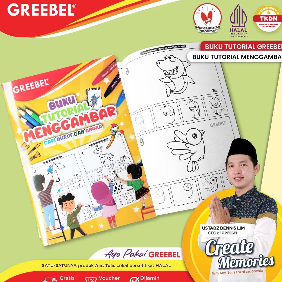 KODE D22E GREEBEL Buku Mewarnai  Buku Tutorial Menggabambar 4 Halaman  Coloring Book Untuk Anak Seko