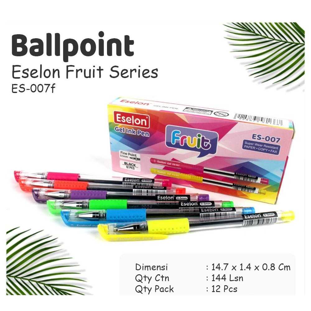 

Bulpoint Gel Eselon Fruit ES-007 / 1 Pack Pulpen gel Office 0.5 MM