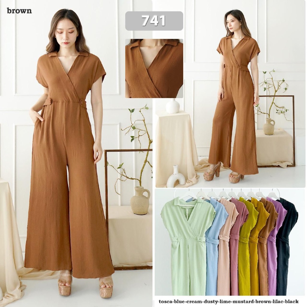 [ Siro ] Jumpsuit Wanita Polos Reani Kringkel Halus Premium || Jumpsuit Panjang Elegan / Jumpsuit Pa