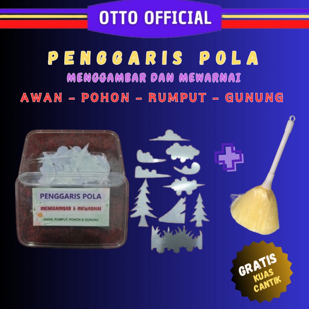 

KODE M43T Penggaris Pola Mewarnai 1 Set Isi 1 Pola Bonus Kuas Crayon