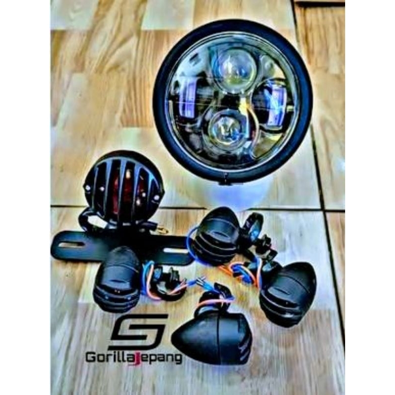 Paket lampu depan LED motor dan sen gril stopan custom japstyle Megapro Tiger cb gl thunder