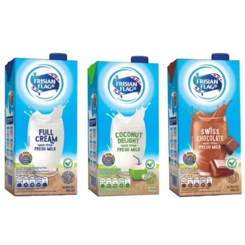 

Frisian Flag Uht Fullcream/Swiss Chocolate/Coconut Delight/ Low Fat 945ml