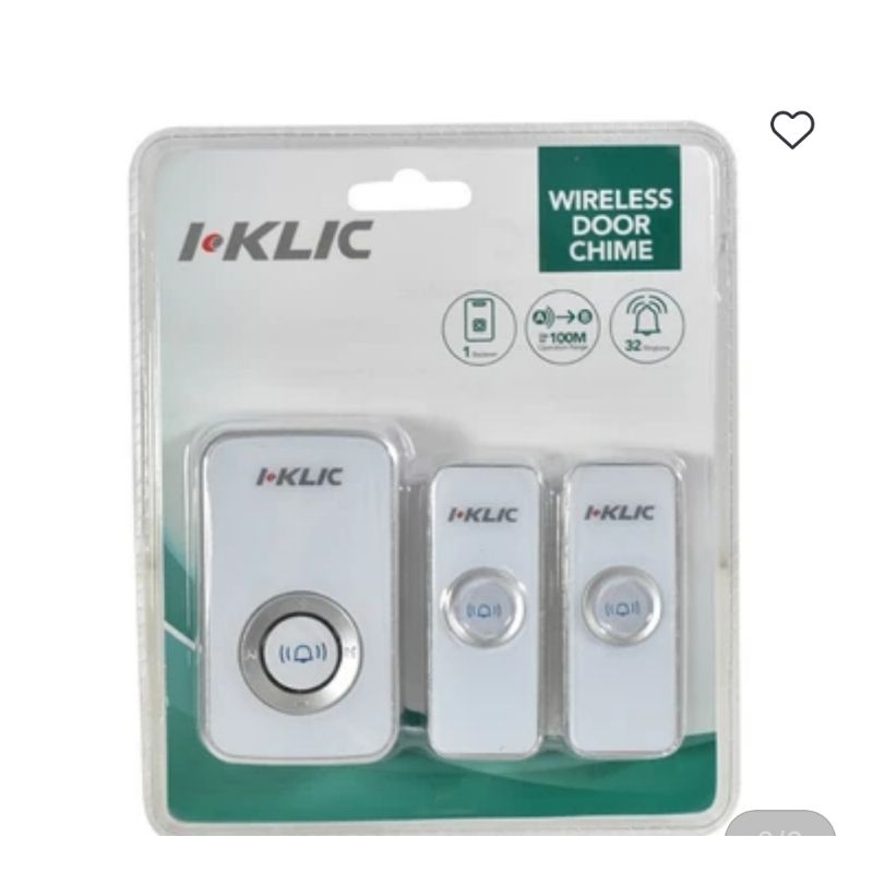 Bel Rumah I-Klic Bel Pintu Nirkabel 2 Transmitter