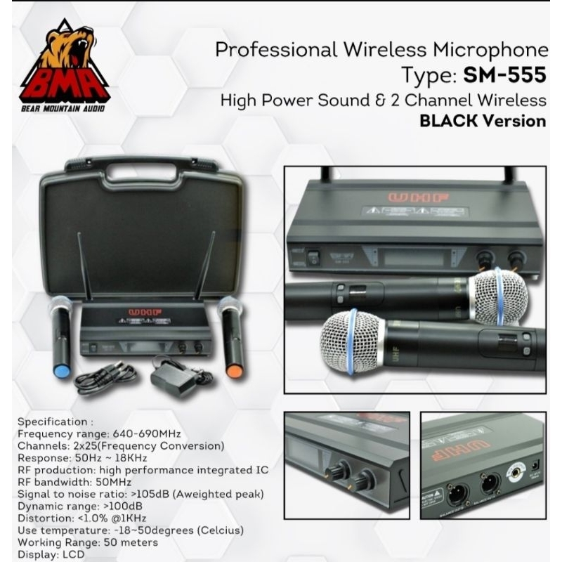 microphone wireless SM-555 BLACK  version