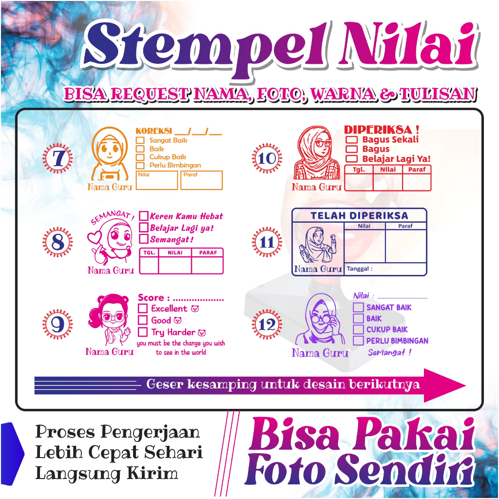 

Stempel. Stempel Nilai Guru, Stempel Penilaian / Koreksi / Checked