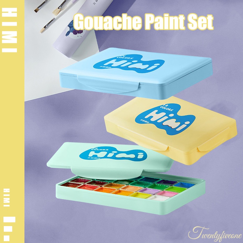 

KODE B44R Miya Top Waterlor Himi Gouache Paint Set 1824 Warna 3ml Cat Untuk Air Seni Murid