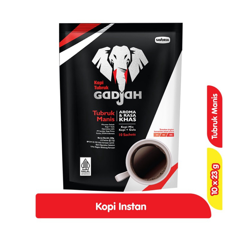 

Kopi Tubruk Gadjah Manis Pouch - Bubuk Kopi Hitam 10 Sachet x 23g