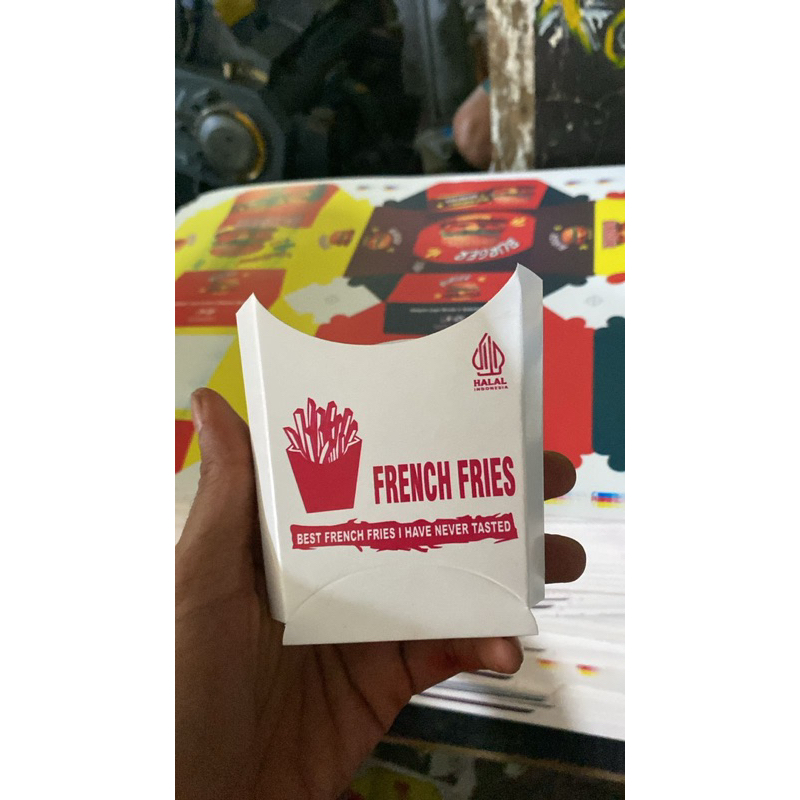 100 pcs kemasan kentang goreng/wadah french fries/dus kentang stick