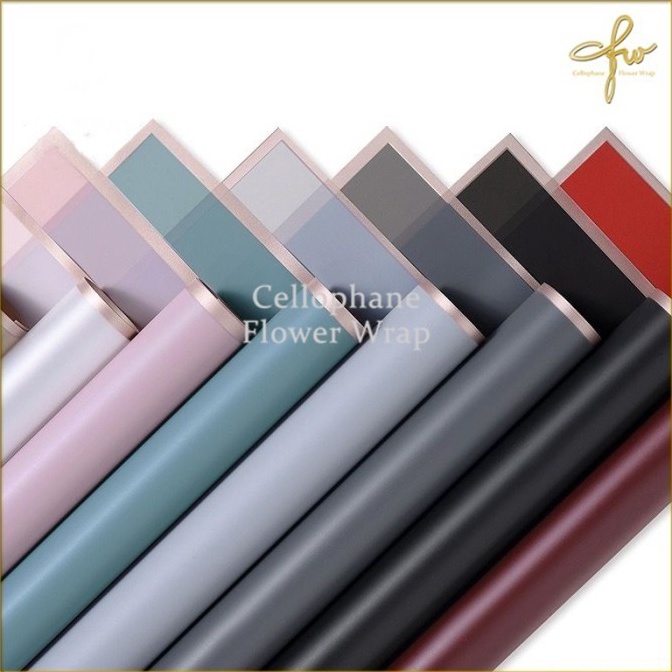 

Pasti Populer ISI 2 Kertas Buket Gold Line Transparant Color Cellophane Flower Wrapping
