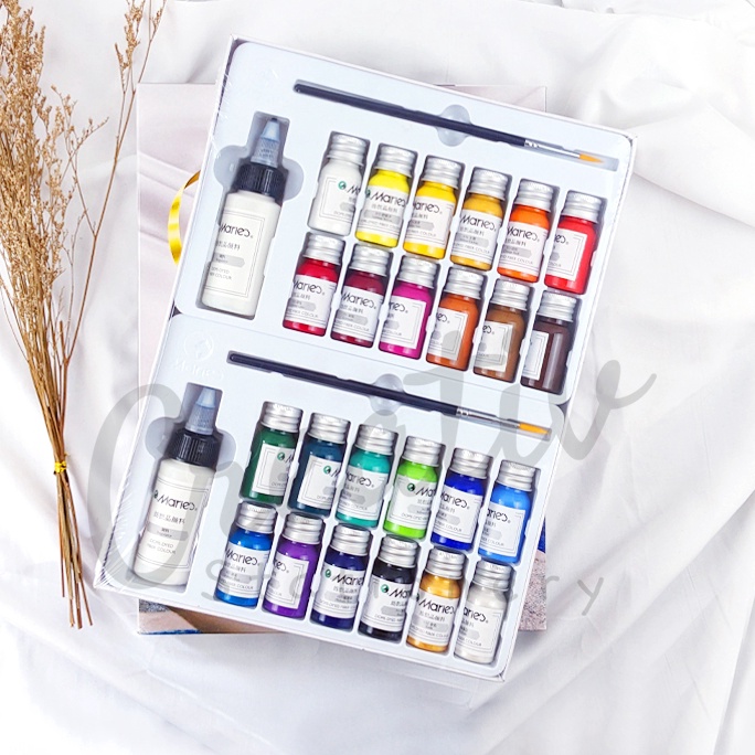 

KODE K68B MARIES Fabric Paint 24 Color Set Cat Kain Warna