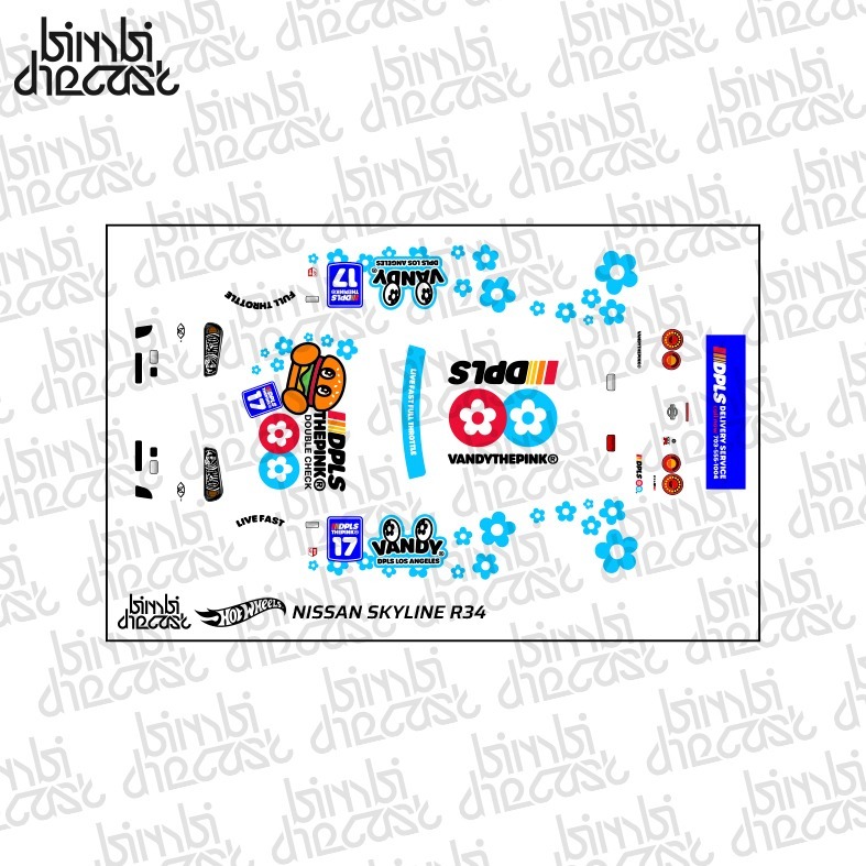 Decal Hotwheels Nissan Skyline GTR R34 ComplexCon Hongkong Transparan