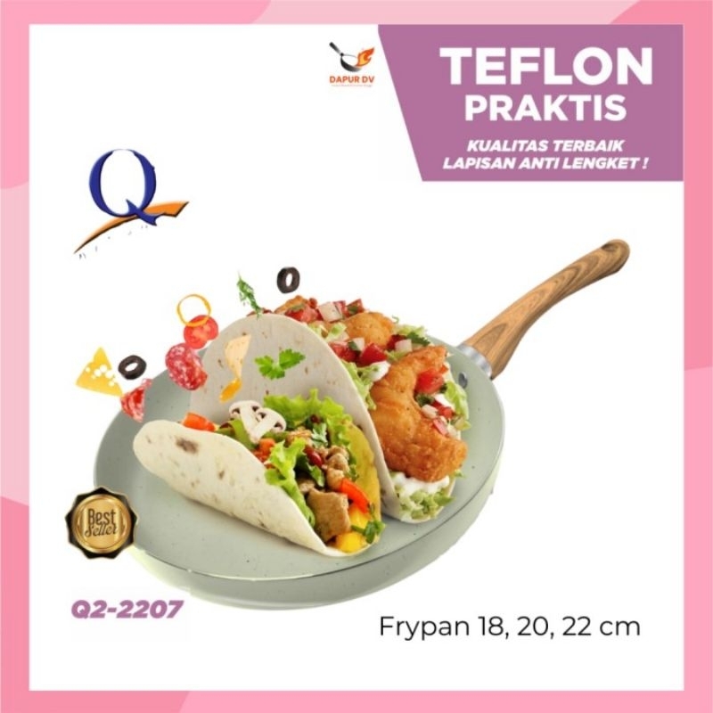 FRYPAN TEFLON FRY PAN ANTI LENGKET MURAH PENGGORENGAN 22CM MURAH GAGANG KAYU NON STICK FRYPAN PAN UN