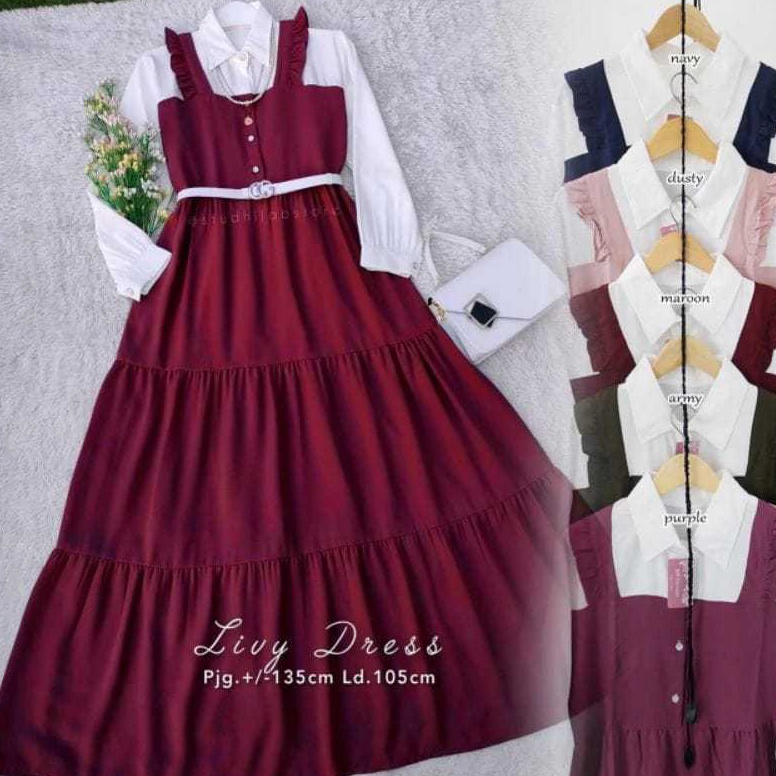 KODE C37S YHF  Gamis Remaja Livy Maxy XS S M L XL XXL XXXL  Dress Dewasa Korean Style Jumbo Warna Mi