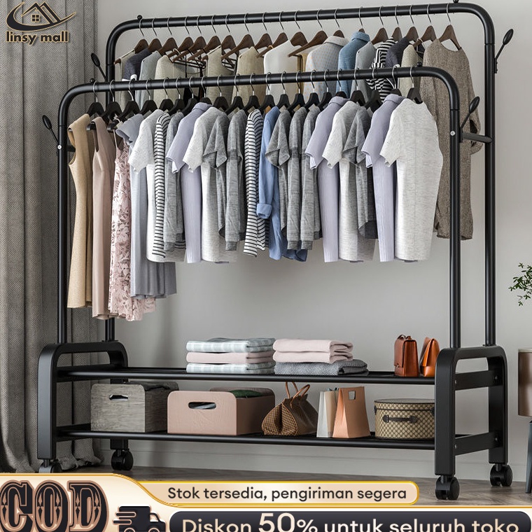 Paling Dicari Stand Hanger Besi Rak Gantungan Baju Besi Gantungan Baju Berdiri Rak Baju Gantung Mini