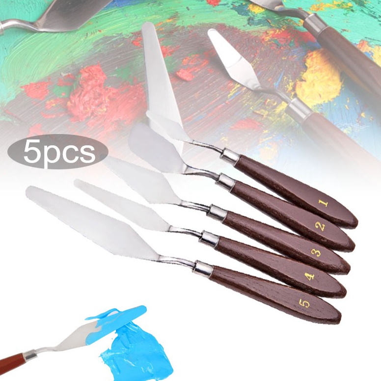 

KODE J13R 5pcs Pisau Palet Lukis Besi Spatula Lukis Painting Knife Pisau Palet Lukis