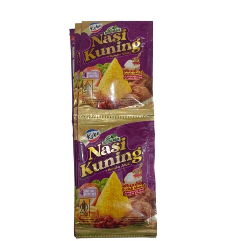 

Kobe Bumbu Aduk Nasi Kuning adalah bumbu aduk matang yang dapat digunakan untuk membuat nasi kuning lezat dalam sekejap. Cara mengolahnya sangat praktis dan mudah, cukup diaduk saja pada nasi hangat.1renteng isi 10