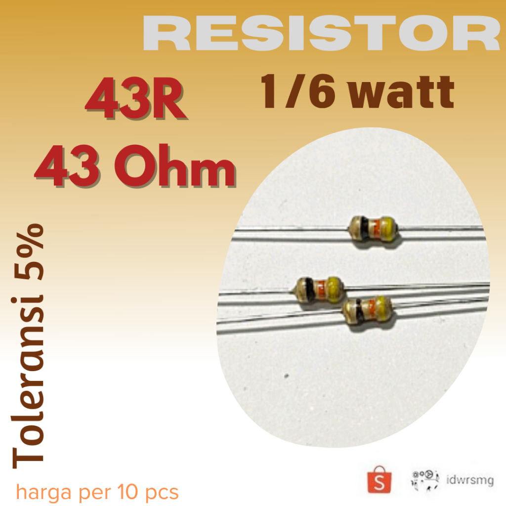 R Resistor 43R R43Ohm 1/6w 43 ohm 43ohm 1/6 watt 5%
