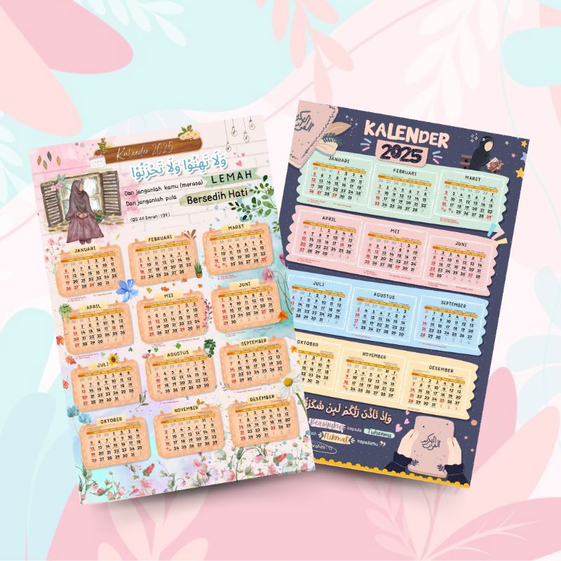 

KALENDER DINDING POSTER A3 2025 ISLAM LUCU AESTHETIC