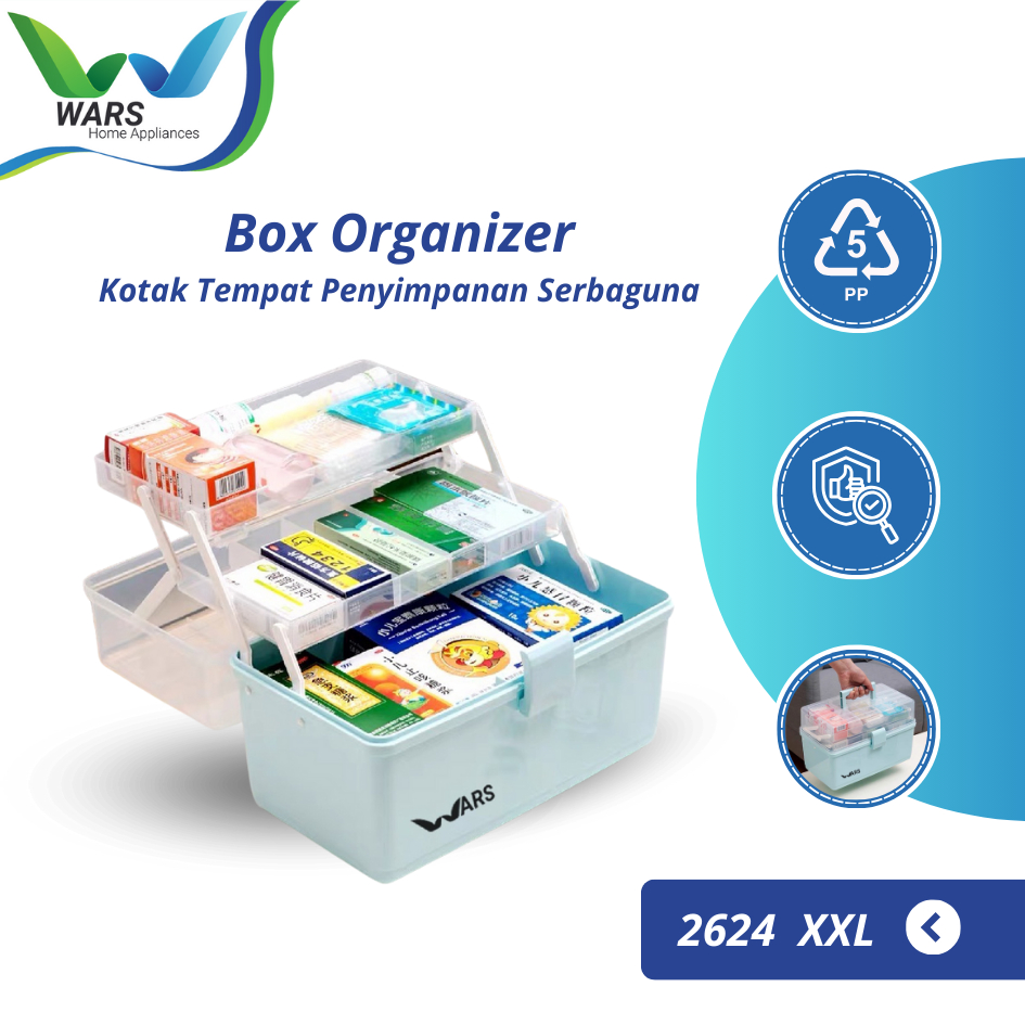 WARS Box Organizer Kotak Tempat Penyimpanan Serbaguna Jepit Rambut Mainan Makeup Obat P3K 3 Tingkat