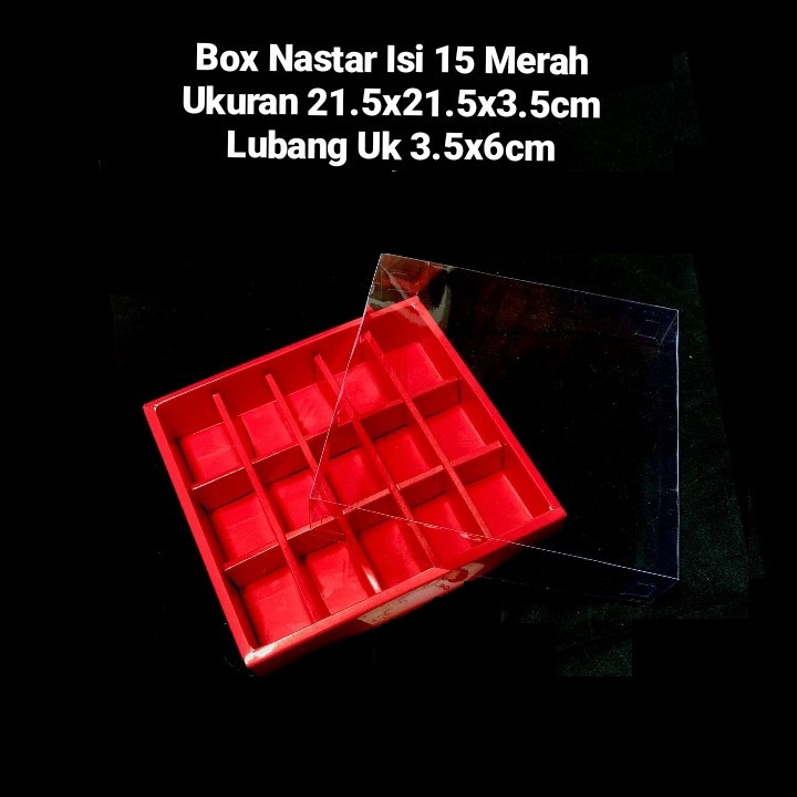 

( 5 pcs ) Kotak Box Nastar Sekat 15 Dus Mika Merah Polos Packaging Coklat Hampers Natal