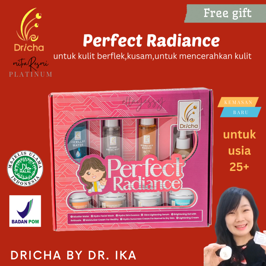 DRICHA PERFECT RADIANCE KIT (Normal To Dry Skin) Paket Perawatan Kulit Flek Kusam