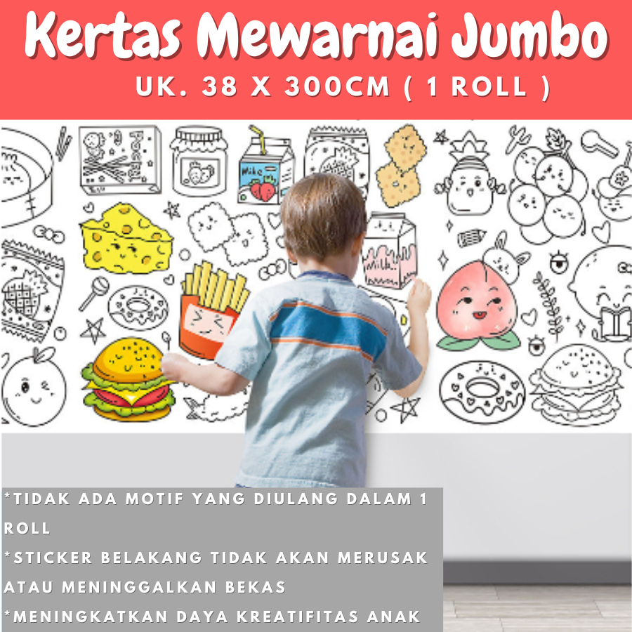 

Kertas Gambar Mewarnai Besar Poster Doodle Coloring Sheet Jumbo 3 METER Graffiti Scroll BG0004