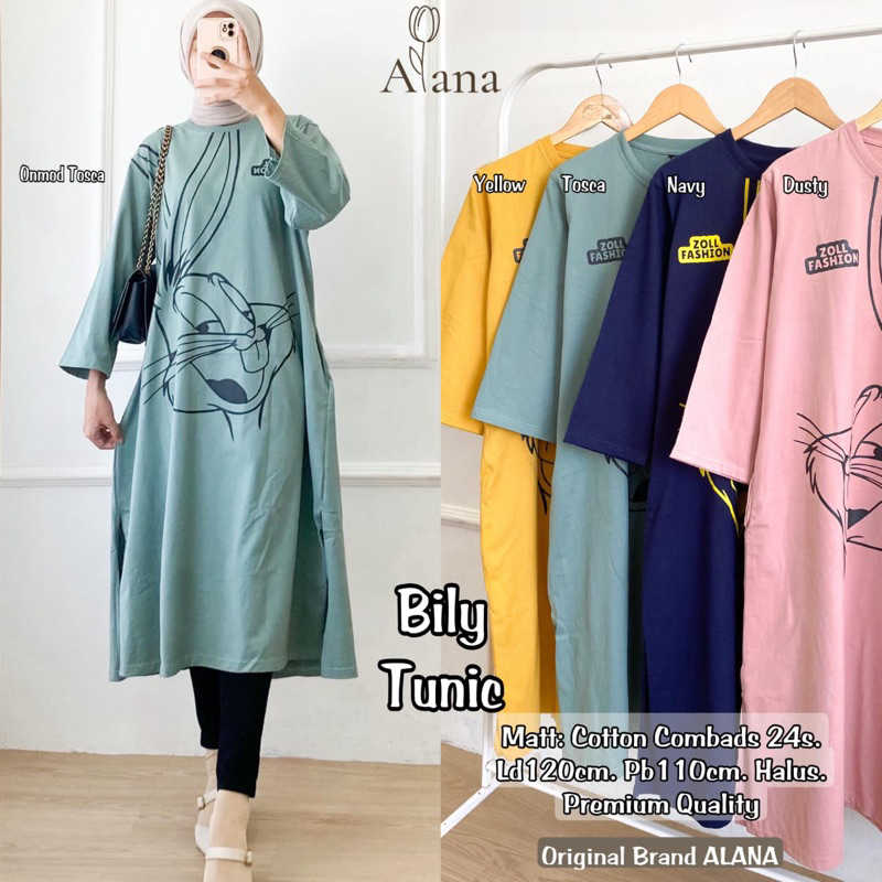 Bily Tunic by Alana • TUBI BY ABELLA TUNIK KAOS JUMBO IMPORT MOTIF BUNGA