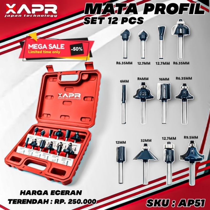 APR AP51 router mata profil kayu trimmer alat pertukangan rumah Jual Mata Trimmer Router Bit Set