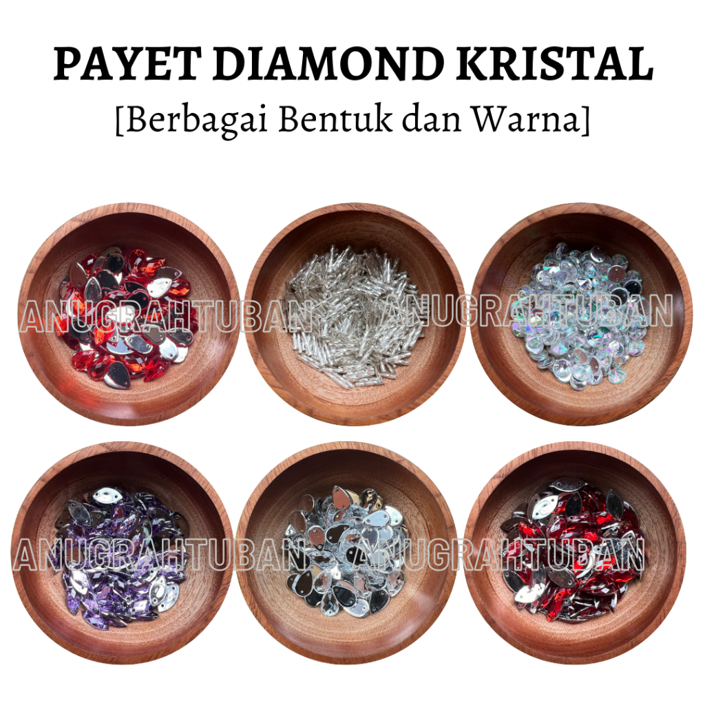 Payet Diamond Kristal/Cangkang/Daun/Tetes Air/Bulat/Bambu/Akrilik/Mata/Tempel/Jahit