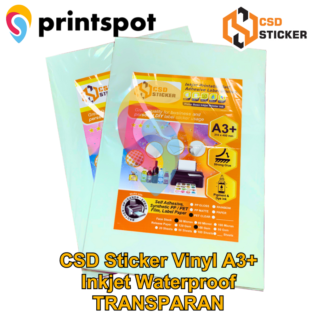 

NEW CSD Sticker Vinyl Print Inkjet A3+ Stiker Label Waterproof Anti Air Pack 50 Lembar