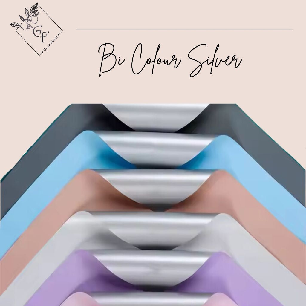 

TERLENGKAP SILVER BI COLOR WRAPPING PAPER Kertas kado Kertas Buket two color soft dan silver ecer