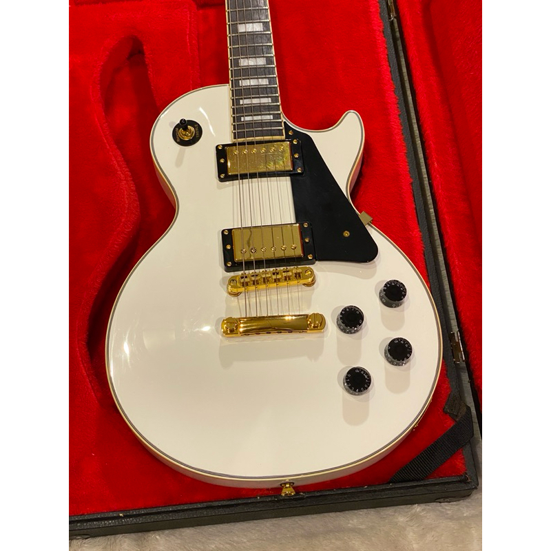 SQOE Les Paul SELP300  In Alpine White Gold Hardware