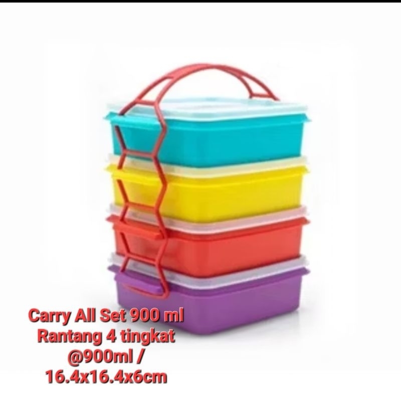 Carry  All set Tupperware  900ml' Rantang Cas 4 tingkat