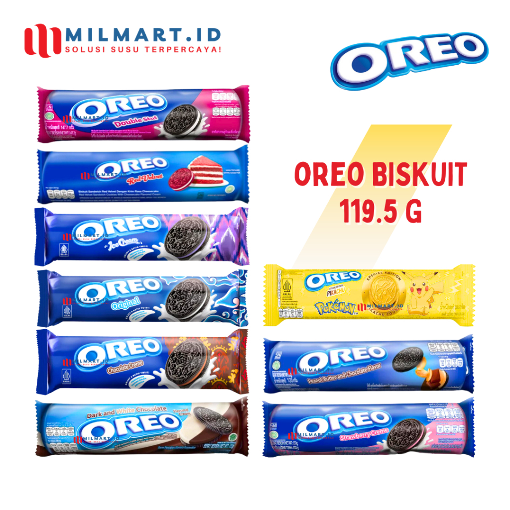 

OREO BISKUIT CREAM SANDWICHI 119G CAMILAN OREO JAJANAN BISCUIT COKLAT