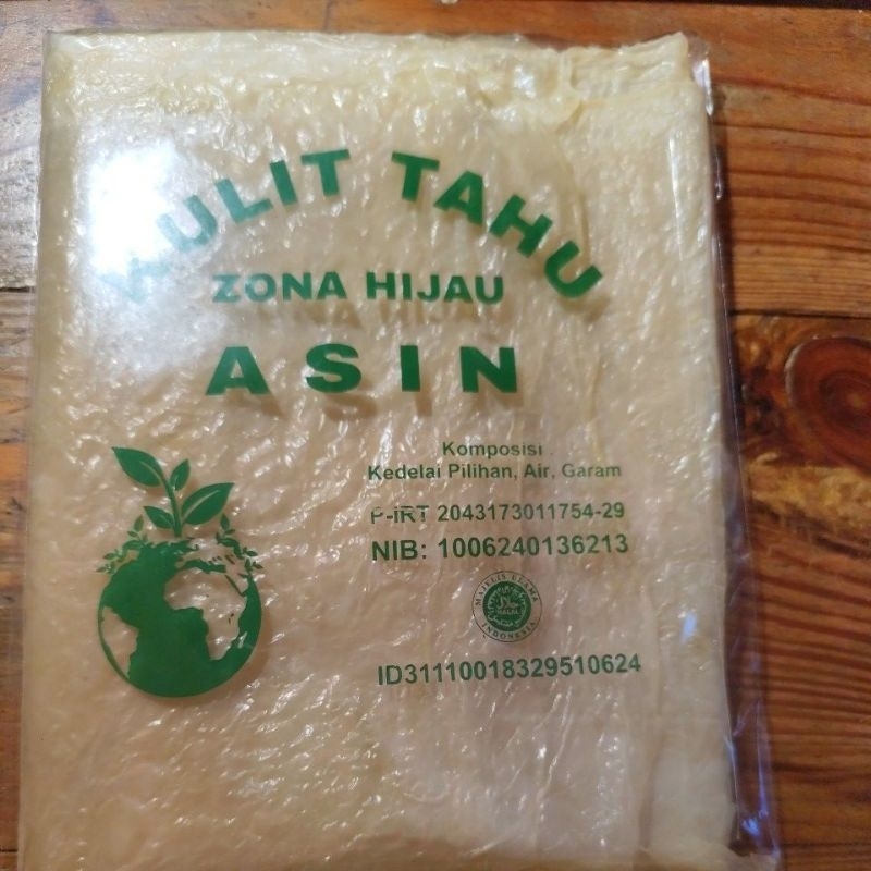 

Kulit Tahu uk 20x20 Asin/1 pack isi 30 lmbr