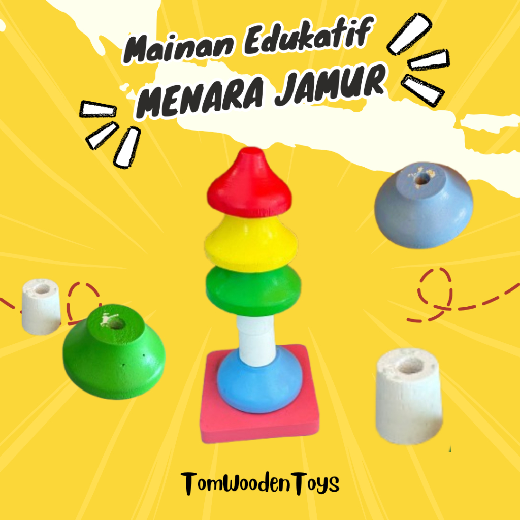 Mainan edukasi menara jamur mainan anak tk paud