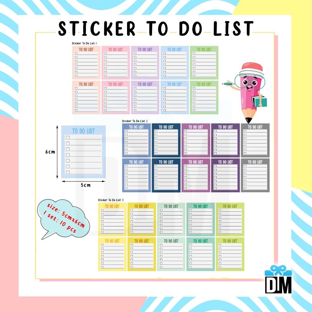 

Sticker To Do List Memo Sticky Notes Agenda Diary Planner Jadwal Weekly List Belanja Sekolah Kuliah #M