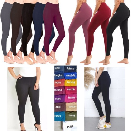 Legging Olahraga Panjang Polos Wanita Size M-XXL Fit BB 75KG Premium Quality Bahan Nyaman Adem Melar