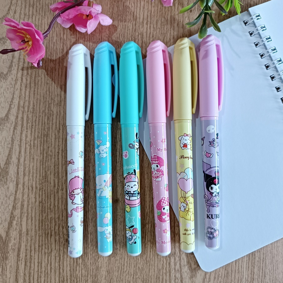 

Pulpen Sanrio Little Twin Star Kuromi Cinnamoroll Pochacco My Melody Pom Pom Purin GP-8110 Gel Ink Pen 0.5mm