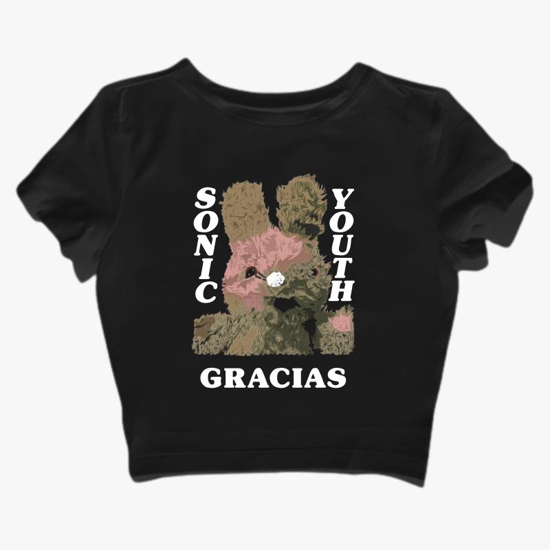 CROP TOP SONIC YOUTH GRACIAS | BAND METAL MUSIK ROCK | GRUNGE | CROPTOP | CROP TEE SLIM FIT STYLE Y2