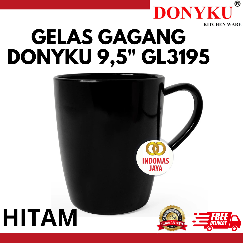 Gelas Mug - Gelas Melamin - Mug Melamin - Gelas Cangkir - GL3195 HITAM