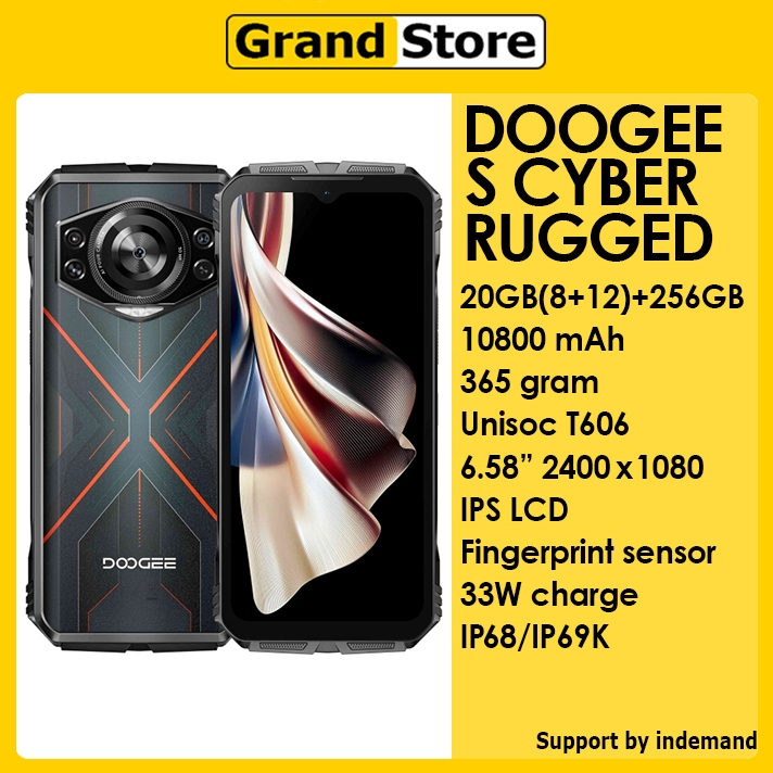 DOOGEE S CYBER 4G RAM 20GB+256GB ROM Android 14 6.8" IPS 2400 x 1080 10800mAh Rugged Smartphone