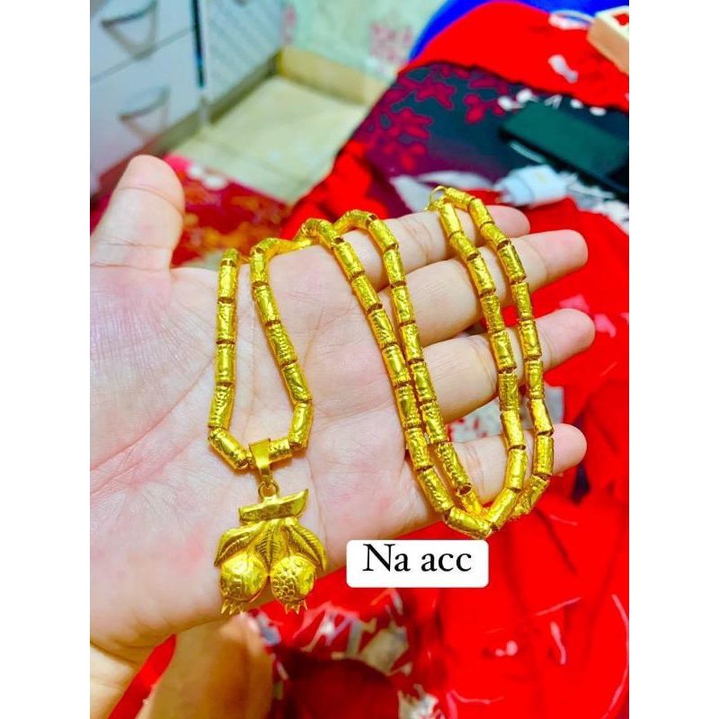 kalung bambu love lapis emas