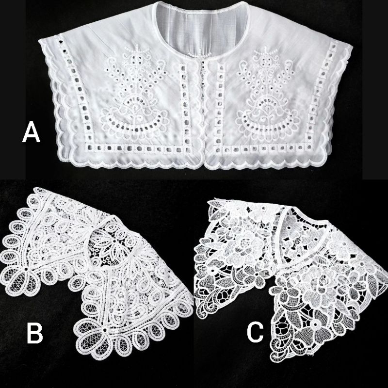 kerah katun bordir korean style, kerah kotak, kerah lebar